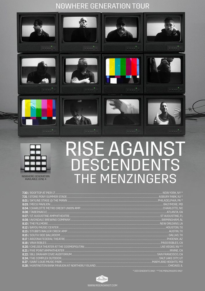 Descendents, Rise Against, The Menzingers at Arizona Financial Theatre — August 17, 2021 concert flyer