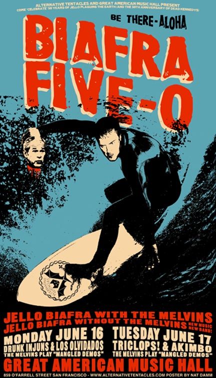 The Melvins, Jello Biafra, Los Olvidados, and others at Great American Music Hall in San Francisco, CA — June 16, 2008 concert flyer