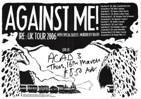 Against Me!, Murder By Death, Grabass Charlestons, and others at TJ's — March 23, 2006 concert flyer