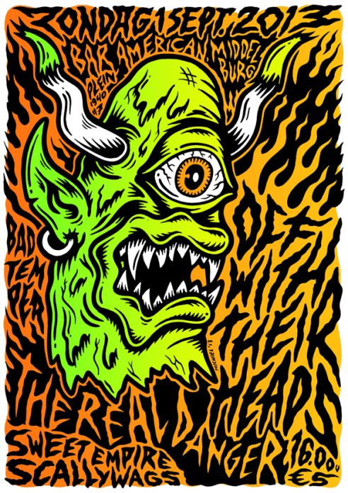 Off With Their Heads, The Real Danger, Sweet Empire, and others at Bar American in Middelburg, Netherlands — September 1, 2013 concert flyer