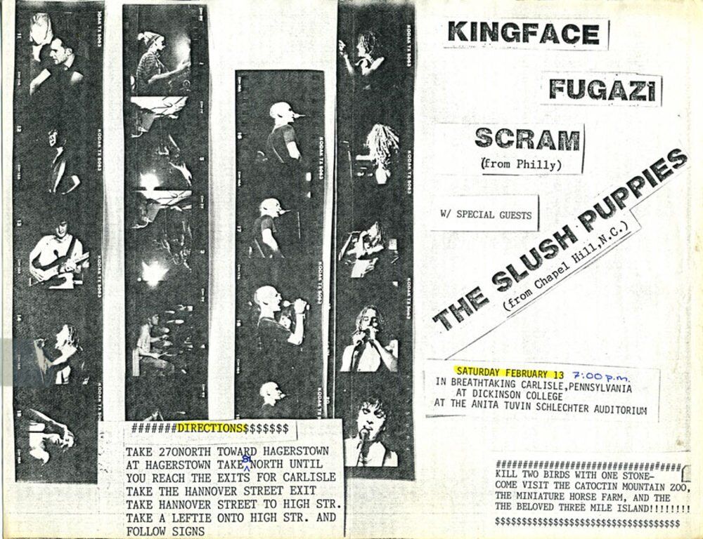 Fugazi at Dickinson College — February 13, 1988 concert flyer