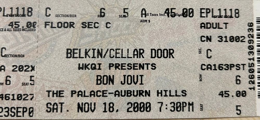 Less Than Jake, Bon Jovi at Palace of Auburn Hills in Auburn Hills, MI — November 18, 2000 concert flyer Less Than Jake, Bon Jovi at Palace of Auburn Hills in Auburn Hills, MI — November 18, 2000 concert flyer