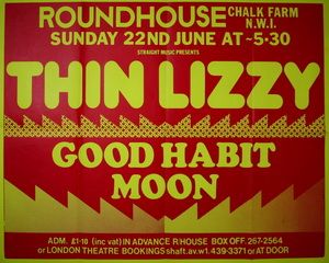 Thin Lizzy at Roundhouse — June 22, 1975 concert flyer