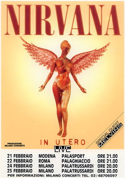 The Melvins, Nirvana at Palatrussardi in Milan, Italy — February 24, 1994 concert flyer