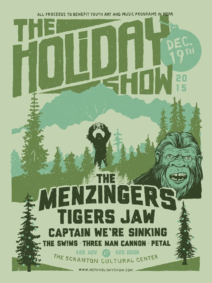 The Menzingers, Tigers Jaw, Captain We're Sinking, and others at Grand Ballroom in Scranton, PA — December 19, 2015 concert flyer