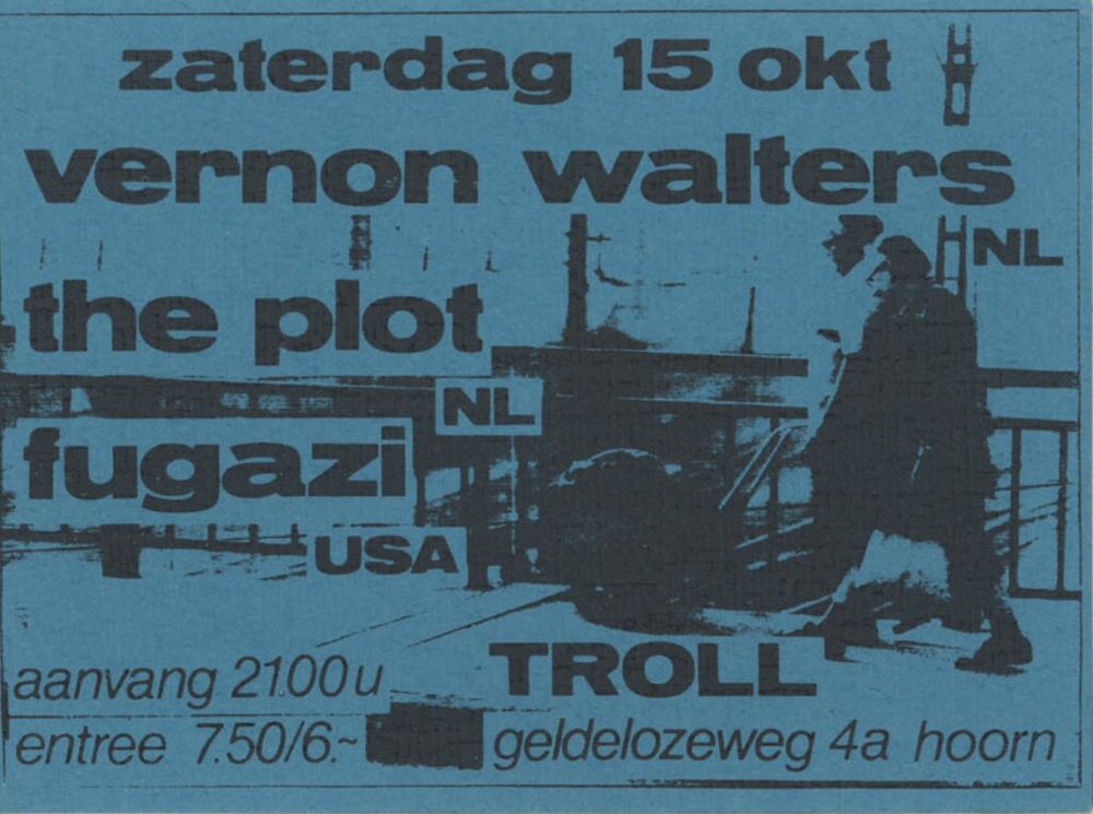 Fugazi at De Troll in Hoorn, Netherlands — October 15, 1988 concert flyer
