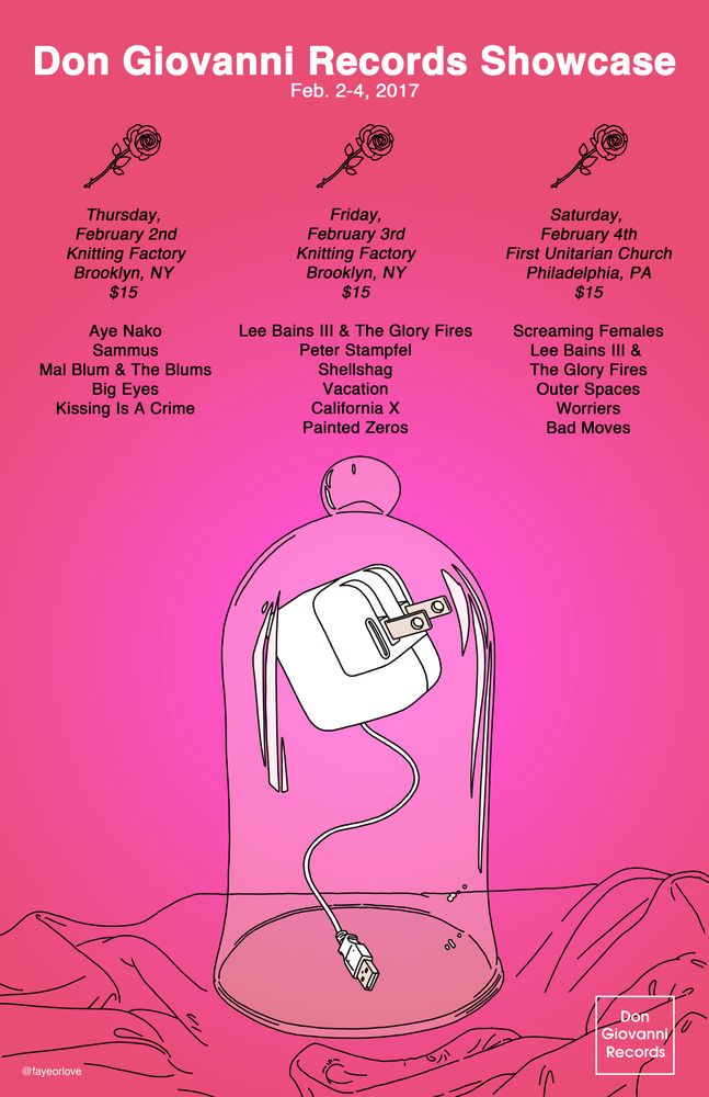Screaming Females, Lee Bains III And The Glory Fires, Outer Spaces, and others at First Unitarian Church in Philadelphia, PA — February 4, 2017 concert flyer