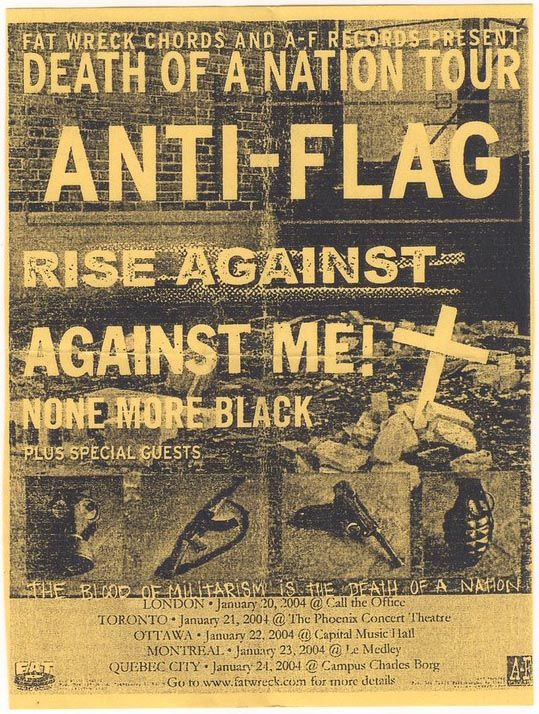 Anti-Flag, Rise Against, Against Me!, and others at The Phoenix — January 21, 2004 concert flyer