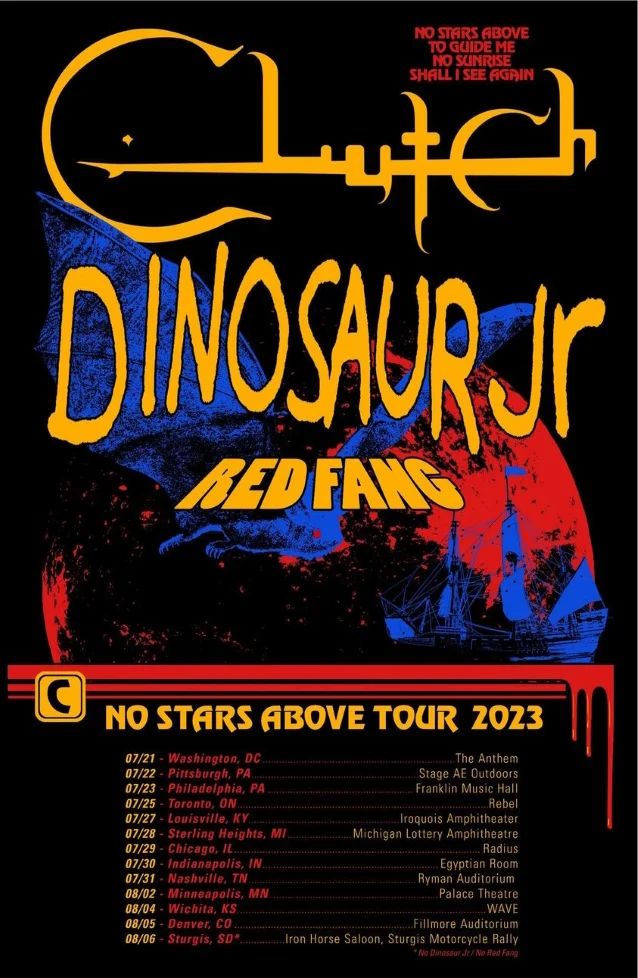 Dinosaur Jr., Clutch, Red Fang at Fillmore Auditorium in Denver, CO — August 5, 2023 concert flyer