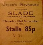 Thin Lizzy, Slade, Suzi Quatro at Green's Playhouse — November 23, 1972 concert flyer