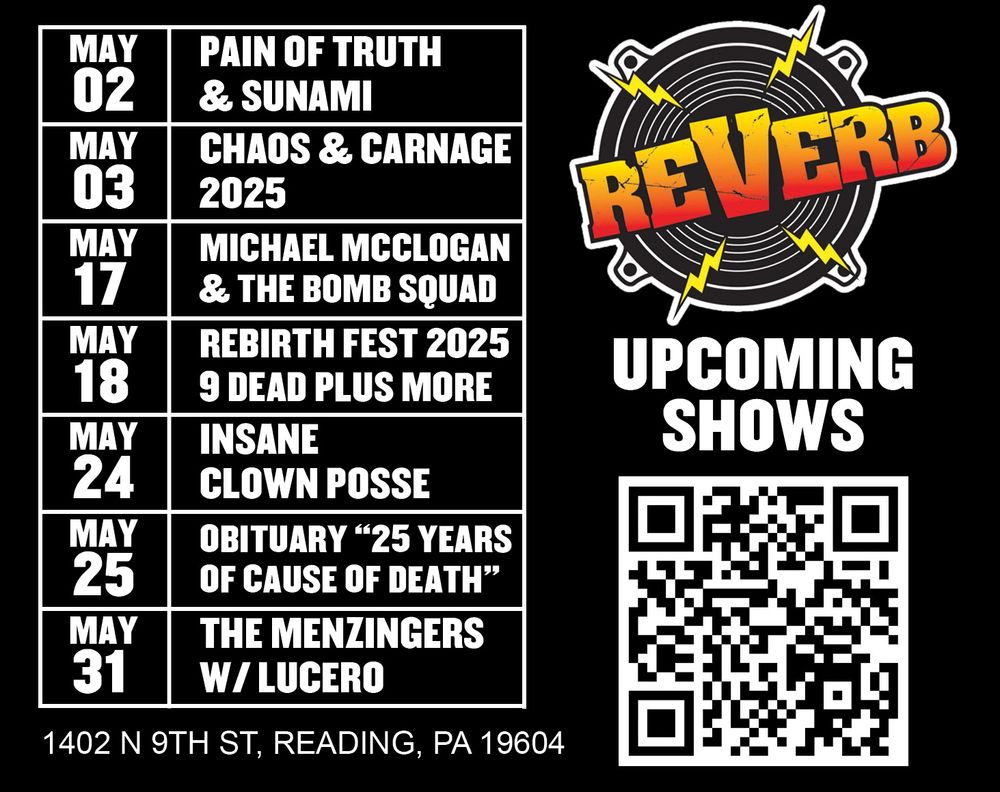 Lucero, The Menzingers, Queen of Jeans at Reverb in Reading, PA — May 31, 2025 concert flyer
