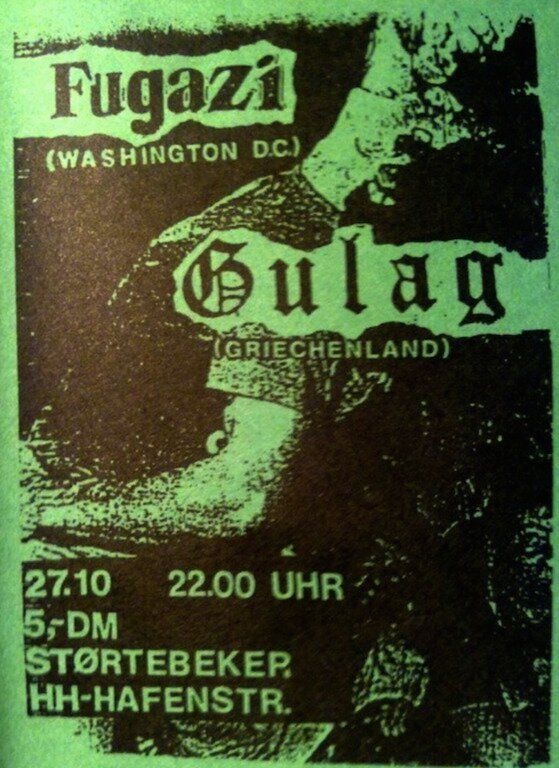 Fugazi at Stortebeker in Hamburg, Germany — October 27, 1988 concert flyer