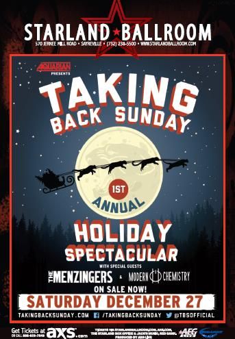 Taking Back Sunday, The Menzingers, Modern Chemistry at Starland Ballroom in Sayreville, NJ — December 27, 2014 concert flyer