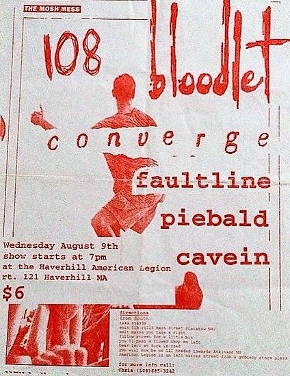 Converge at Legion Hall in Haverhill, MA — August 9, 1995 concert flyer