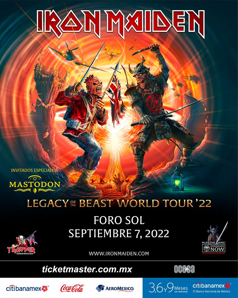 Mastodon, Iron Maiden (cover band) at Estadio GNP Seguros in Mexico City, Mexico — September 7, 2022 concert flyer