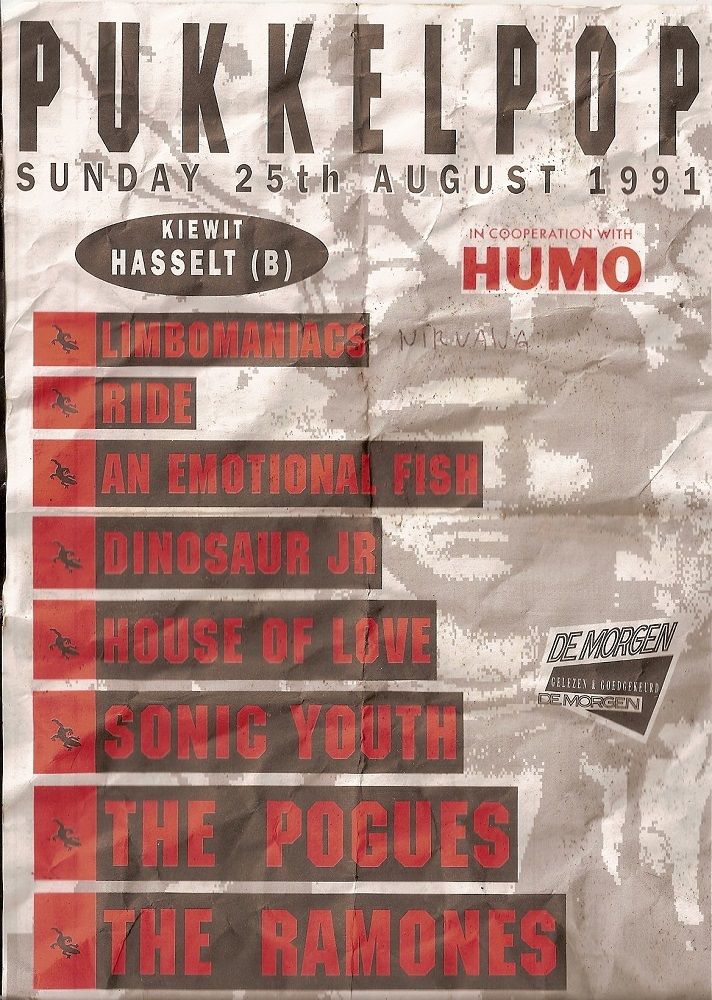 Nirvana at Children's Farm in Hasselt, Belgium — August 25, 1991 concert flyer