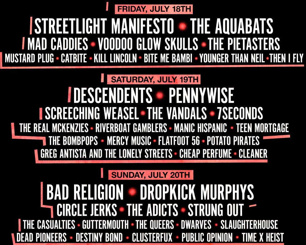 Descendents, Bad Religion, Dropkick Murphys, and others at New National Western Center Yards in Denver, CO — July 18, 2025 concert flyer