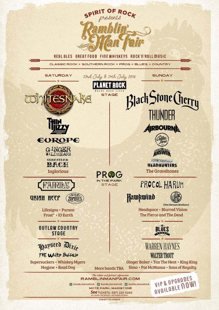 Thin Lizzy at Mote Park in Maidstone, England — July 23, 2016 concert flyer