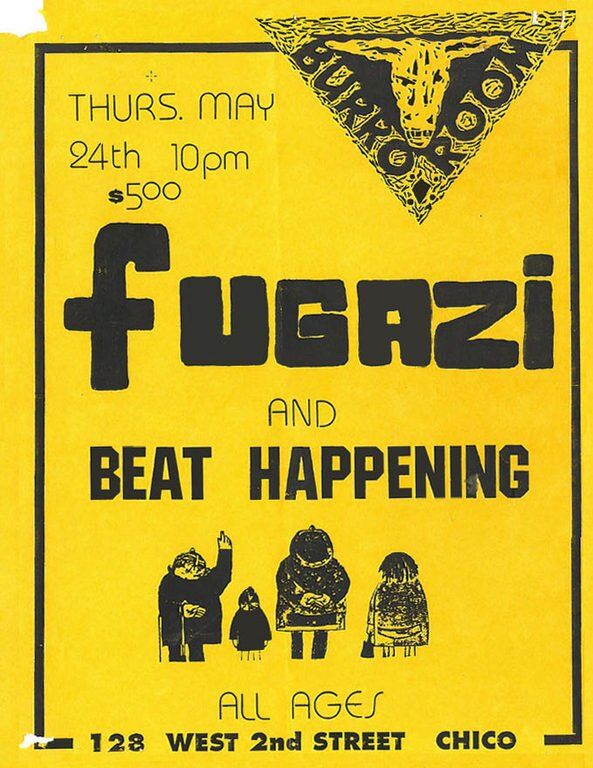 Fugazi at Burro Room in Chico, CA — May 24, 1990 concert flyer