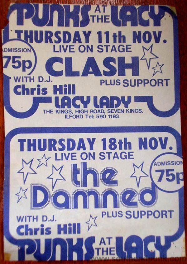 The Clash at Lacy Lady — November 11, 1976 concert flyer