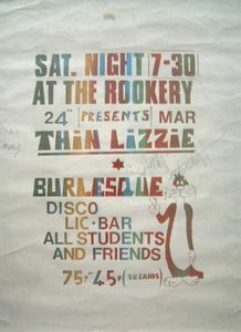 Thin Lizzy, Burlesque at Rookery in London, England — March 24, 1973 concert flyer
