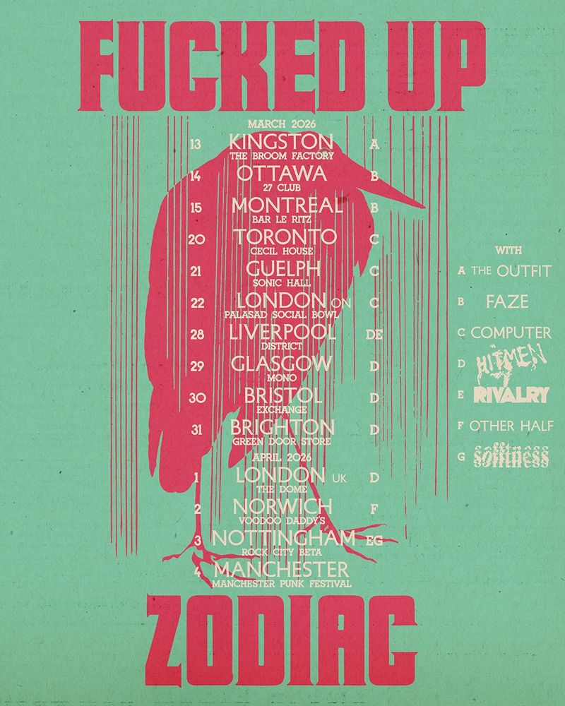Fucked Up at Rock City in Nottingham, England — April 3, 2026 concert flyer