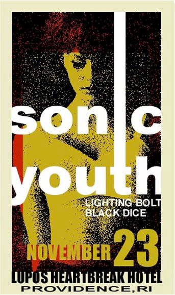 Sonic Youth, Lightning Bolt, Black Dice at Lupo's Heartbreak Hotel — November 23, 2002 concert flyer