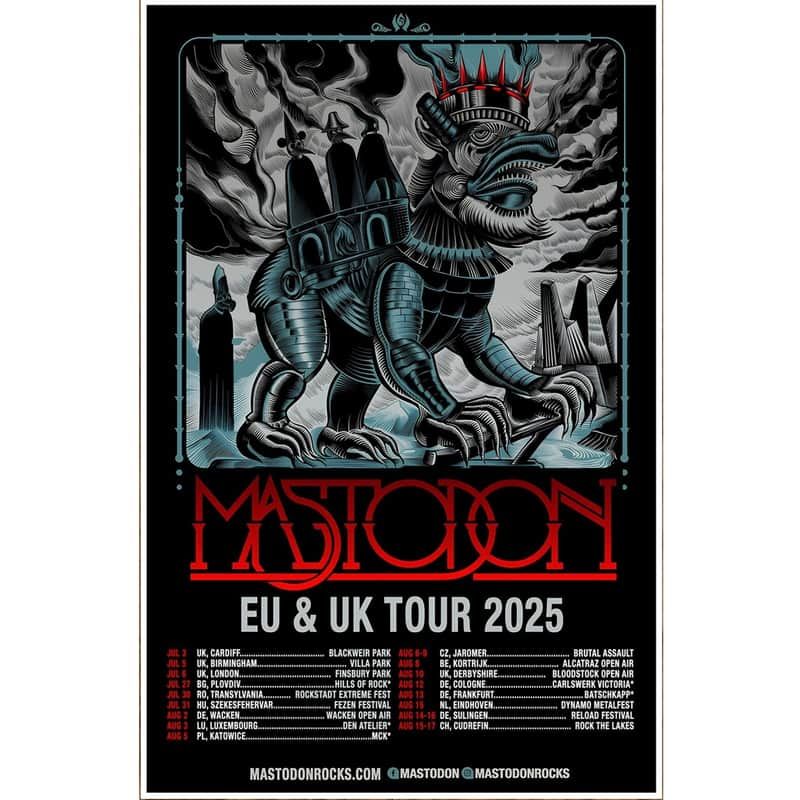 Mastodon, Ozzy Osbourne, Metallica, and others at Villa Park in Birmingham, England — July 5, 2025 concert flyer