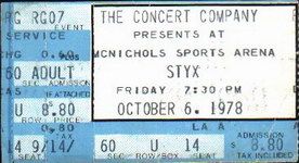 Thin Lizzy, Styx at McNichols Arena — October 6, 1978 concert flyer