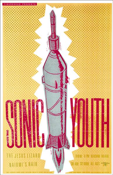 Sonic Youth, The Jesus Lizard, Naiomi's Hair at Beacham Theater — November 19, 1990 concert flyer