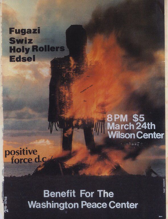 Fugazi, Swiz, Holy Rollers, and others at The Wilson Center — March 24, 1989 concert flyer