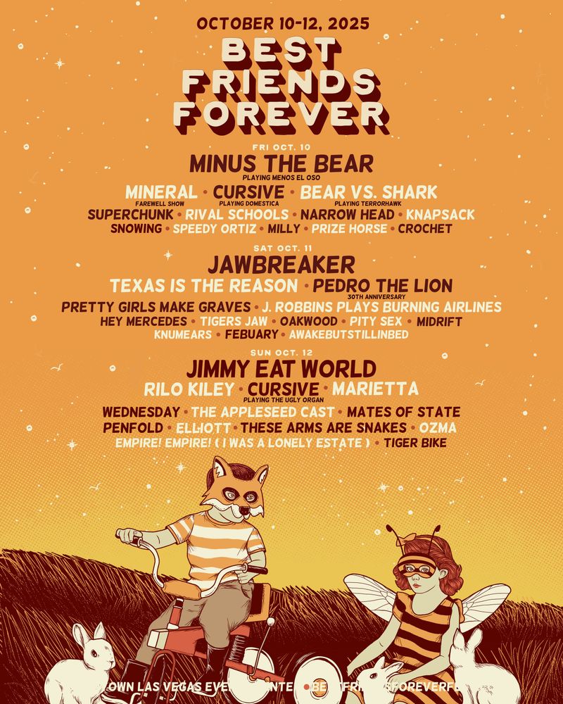 J. Robbins, Jawbreaker, Cursive at Best Friends Forever in Las Vegas, NV — October 11, 2025 concert flyer