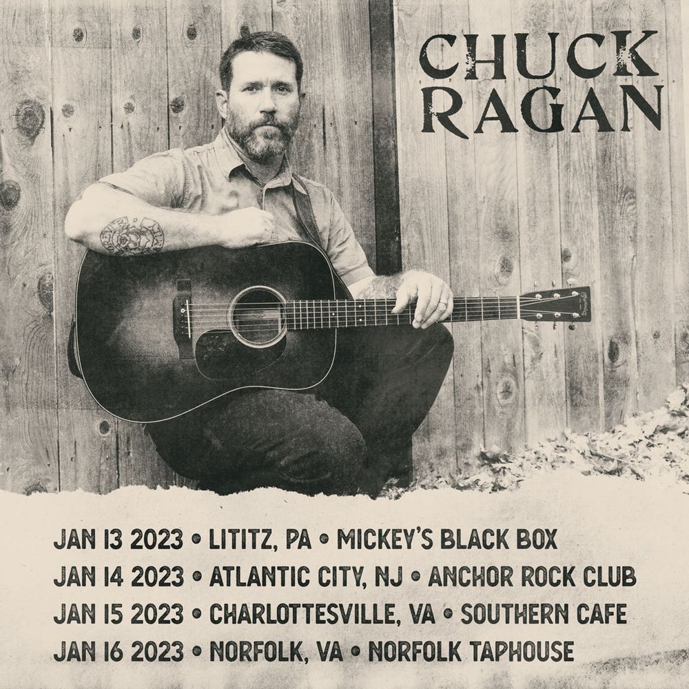 Chuck Ragan, Divided Heaven at Mickey's Black Box in Lititz, PA — January 13, 2023 concert flyer Chuck Ragan, Divided Heaven at Mickey's Black Box in Lititz, PA — January 13, 2023 concert flyer