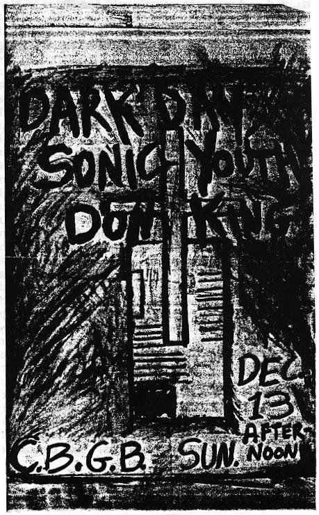 Sonic Youth, Donkng, Dark Days at CBGB's — December 13, 1981 concert flyer