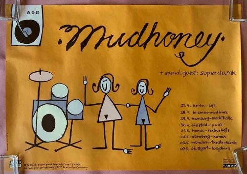 Mudhoney, Superchunk, Beasts Of Bourbon at Rochushalle — May 1, 1992 concert flyer