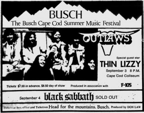 Thin Lizzy at Cape Cod Coliseum in South Yarmouth, MA — September 3, 1978 concert flyer
