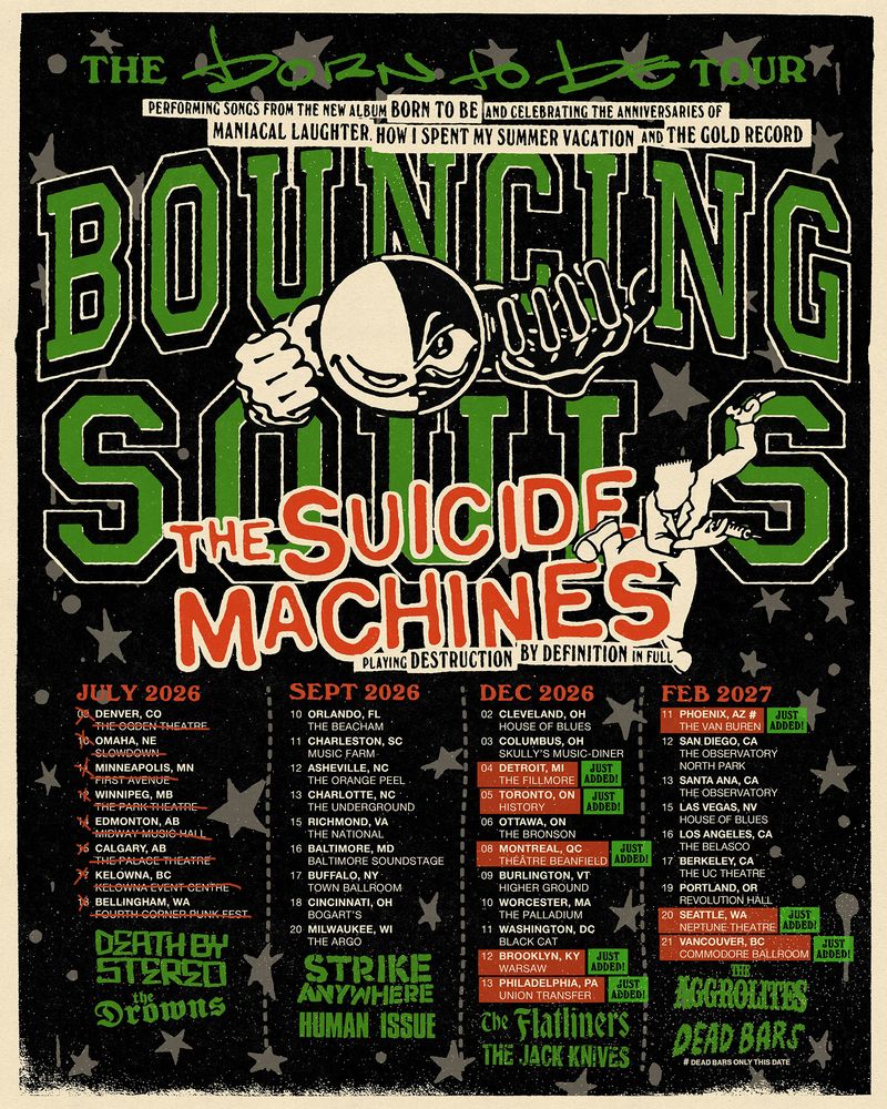 The Suicide Machines, The Bouncing Souls, Human Issue, and others at Argo, Whitefish Bay in Milwaukee, WI — September 20, 2026 concert flyer