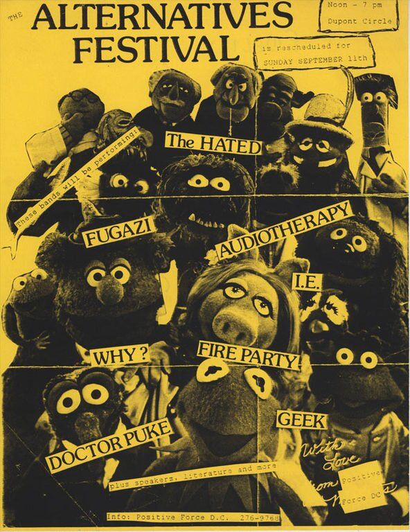 Fugazi at Dupont Circle in Washington, DC — September 11, 1988 concert flyer
