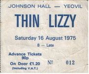 Thin Lizzy at Johnson Hall — August 16, 1975 concert flyer