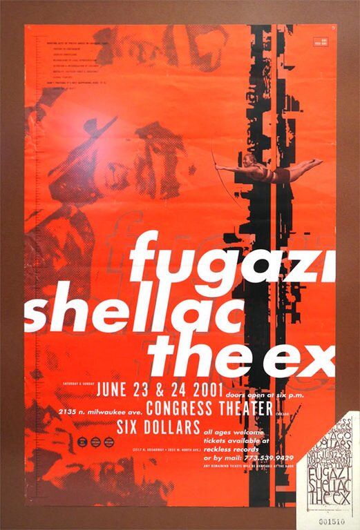 Fugazi, Shellac, The Ex at Congress Theater in Chicago, IL — June 24, 2001 concert flyer