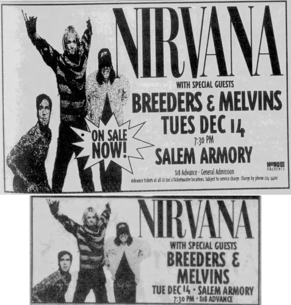 The Melvins, Nirvana, The Breeders at Salem Armory in Salem, OR — December 14, 1993 concert flyer