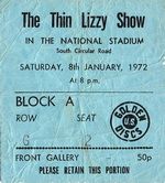 Thin Lizzy at National Stadium in Dublin, Ireland — January 8, 1972 concert flyer Thin Lizzy at National Stadium in Dublin, Ireland — January 8, 1972 concert flyer