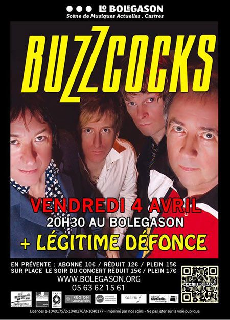 The Buzzcocks at Lo Bolegason in Castres, France — April 4, 2014 concert flyer The Buzzcocks at Lo Bolegason in Castres, France — April 4, 2014 concert flyer