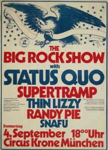 Thin Lizzy, Status Quo, Sna-Fu Grand Désordre Orchestre at Circus Krone — September 4, 1975 concert flyer