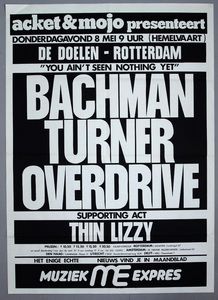 Thin Lizzy, Bachman-Turner Overdrive at de Doelen — May 8, 1975 concert flyer