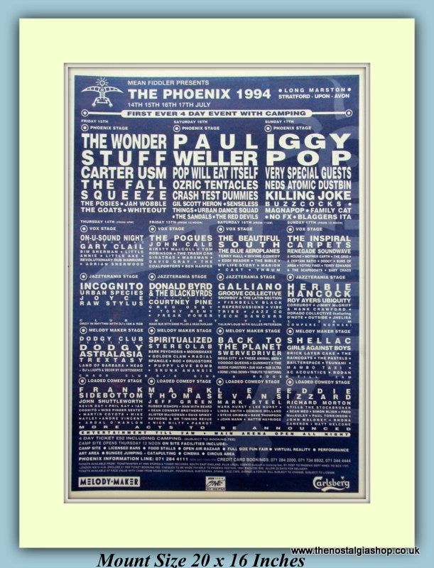 The Buzzcocks, Drive Like Jehu, The Posies, and others in Long Marston — July 14, 1994 concert flyer