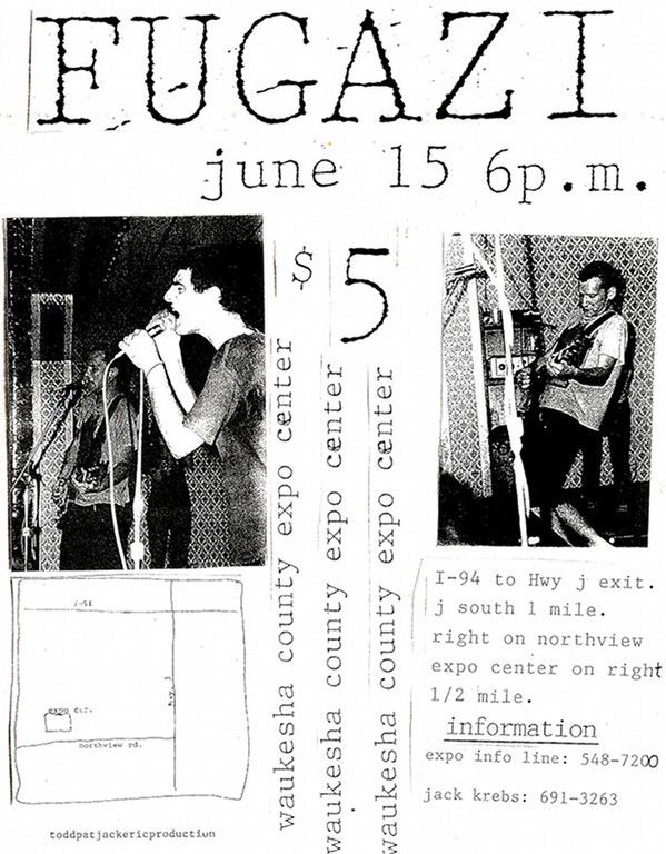 Fugazi at Waukesha County Exposition Center — June 15, 1990 concert flyer