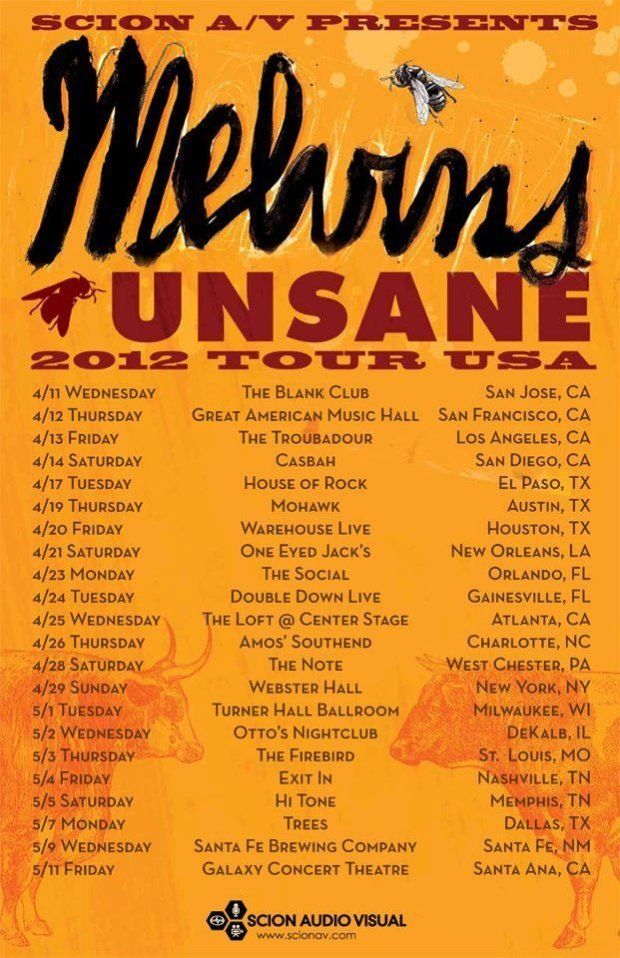 The Melvins, Unsane at Double Down Live in Gainesville, FL — April 24, 2012 concert flyer The Melvins, Unsane at Double Down Live in Gainesville, FL — April 24, 2012 concert flyer