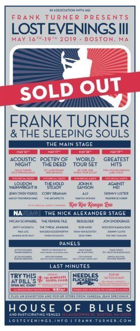 Frank Turner, The Sleeping Souls, John K. Samson, and others at House of Blues in Boston, MA — May 18, 2019 concert flyer