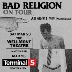 Bad Religion, Against Me!, Polar Bear Club, and others at Terminal 5 — March 26, 2013 concert flyer
